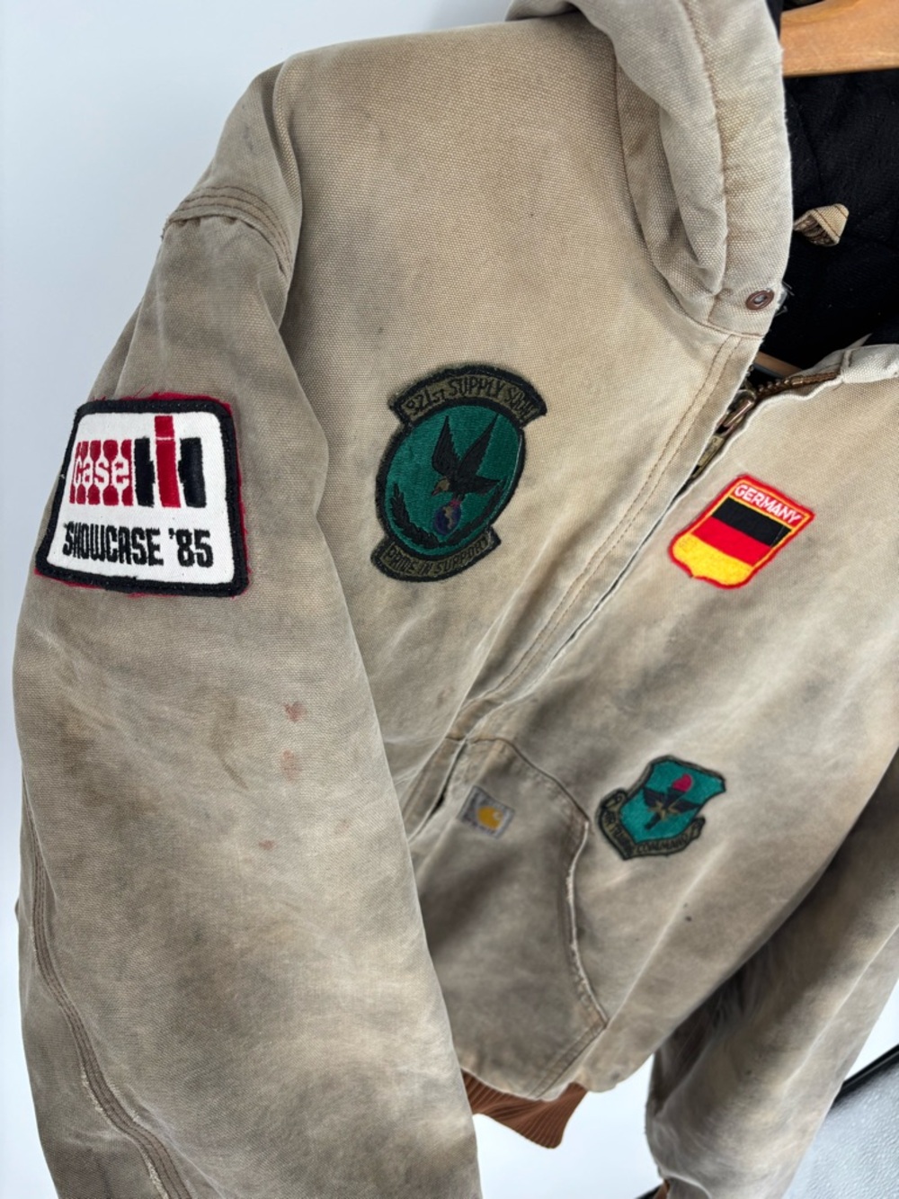 Vintage Carhartt J140 Quilted Flannel Lined Jacket Distressed Custom VTG Patches - Picture 7 of 16